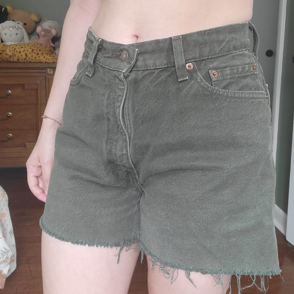 Forest green vintage Levi's cutoff shorts
